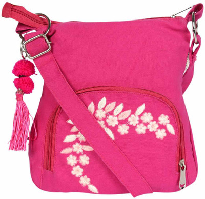 

Pickpocket Women Casual Pink Canvas Sling Bag