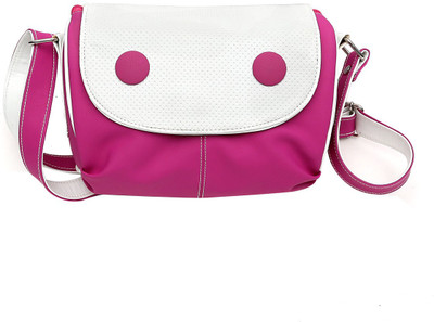 

Hawai Women Casual White, Pink PU Sling Bag, Pink;white