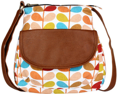 

Lychee Bags Girls Casual Multicolor Canvas, PU Sling Bag