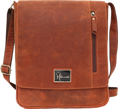 

Hawai Men & Women Casual Tan Genuine Leather Sling Bag