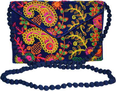 

Vedic Deals Women Evening/Party Blue Canvas Sling Bag