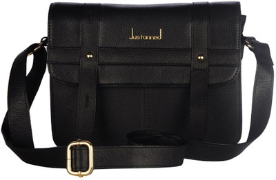 

Justanned Women Casual Black Genuine Leather Sling Bag