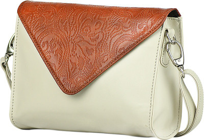 

AFRE Women Evening/Party Brown, White PU Sling Bag