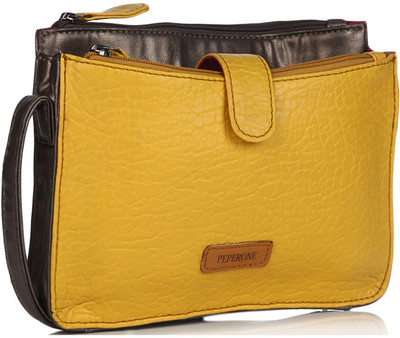 

Peperone Women Casual Yellow PU Sling Bag