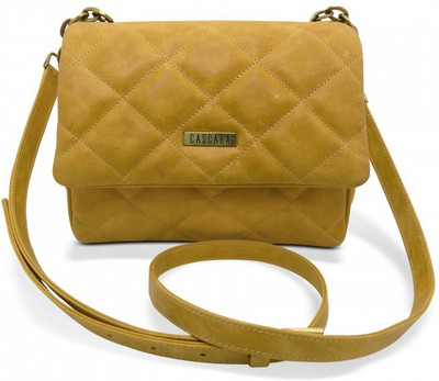 

Cascara Women Casual Yellow Genuine Leather Sling Bag