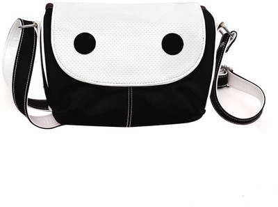 

Hawai Women Casual White, Black PU Sling Bag, Black;white