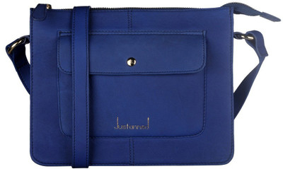 

Justanned Women Casual Blue Genuine Leather Sling Bag