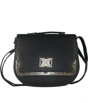 

Raju purse collection Girls Casual Black PU Sling Bag