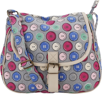 

GBN Women Casual Grey, Pink Cotton Sling Bag