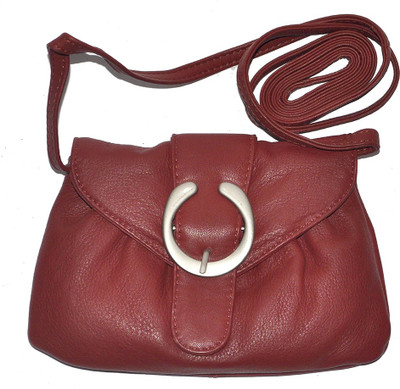DHide Designs Women Casual Maroon Genuine Leather Sling Bag