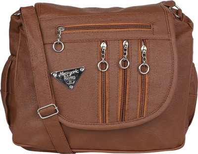 

Fairdeals Women Casual Brown PU Sling Bag