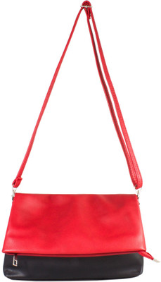

Heels & Handles Women Casual Red, Black Leatherette, PU Sling Bag, Black;red