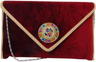 

Estoss Women Casual Maroon Velvet, Silk Sling Bag