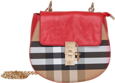 

Peaubella Women Evening/Party Red, Beige Leatherette Sling Bag, Beige;red
