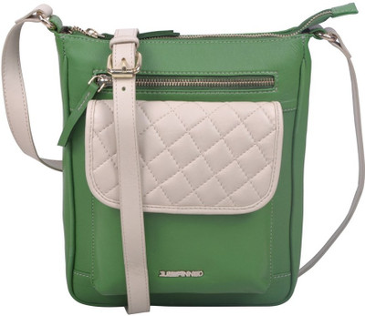 Justanned Women Casual Green Genuine Leather Sling Bag