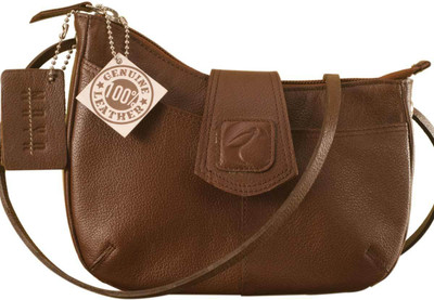 

eZeeBags Women Casual Brown Genuine Leather Sling Bag