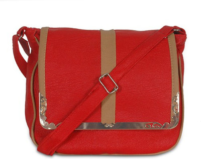 

LKC Women Casual Red PU Sling Bag