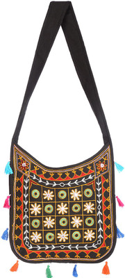 

Rajrang Women Casual Black, Green Cotton Sling Bag