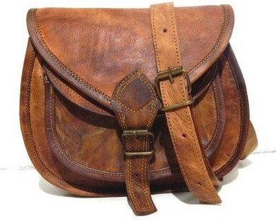 

Reyu Girls Casual Brown Genuine Leather Sling Bag