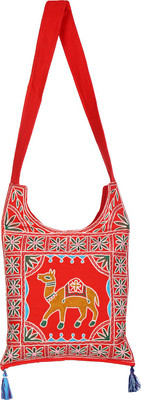 

Rajrang Women Casual Red Cotton Sling Bag