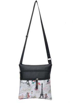 

Hawai Women Casual Black, White Polyester Sling Bag