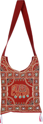 

Rajrang Women Casual Maroon Cotton Sling Bag