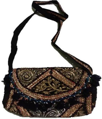 

Deet Girls Black Cotton Sling Bag