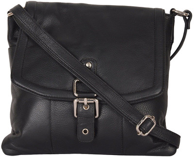

global impex Women Casual Black Genuine Leather Shoulder Bag