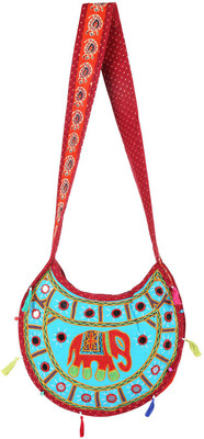 

Rajrang Women Casual Blue, Maroon Cotton Sling Bag