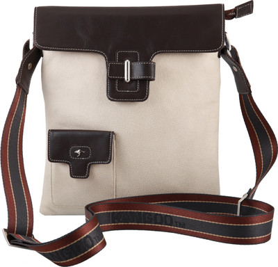 

Kangoo Men & Women Casual White Genuine Leather Sling Bag