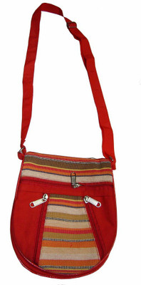 

Saffron Craft Women Casual Red Canvas Sling Bag