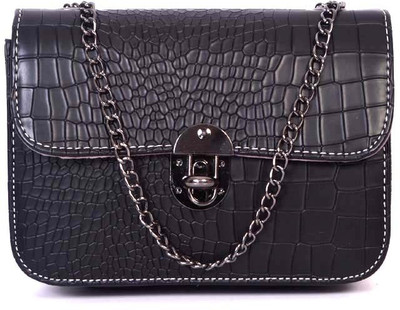

Bags Craze Women Evening/Party Black PU Sling Bag