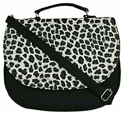 

Uno Covers Girls Casual Black, White PU Sling Bag