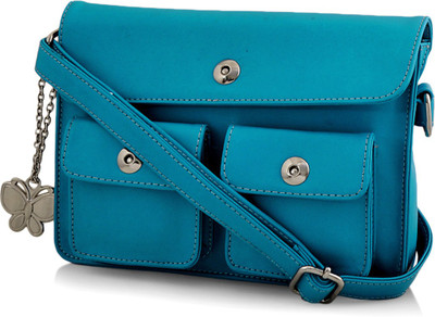 

Butterflies Women Casual Blue PU Sling Bag