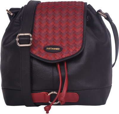 

Justanned Women Casual Black, Red Genuine Leather Sling Bag