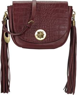 

Phive Rivers Women Casual Maroon Genuine Leather Sling Bag