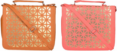 

Cuddle Women Casual Brown, Pink PU Sling Bag