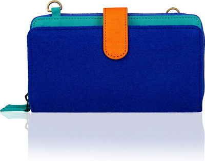 

Lost & Found Women Casual Blue Felt, Cotton Clutch