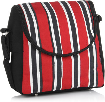 

Home Heart Women Casual Red, Black, White Canvas Sling Bag, Black;red;white