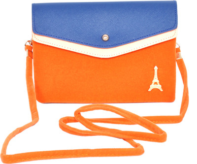 

FabSeasons Women Casual Orange Velvet Sling Bag