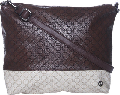 

Osaiz Women Casual Brown, White PU Sling Bag