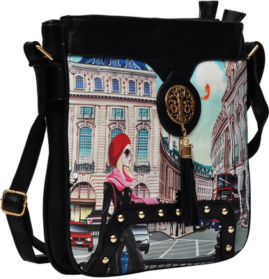 

Hawai Women Casual Black PU Sling Bag