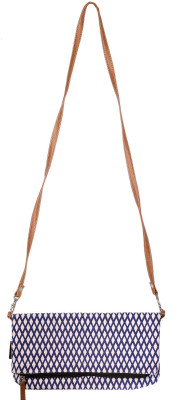 

Kanvas Katha Women Casual White, Blue Canvas Sling Bag, Blue;white