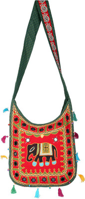 

Rajrang Women Casual Green Cotton Sling Bag