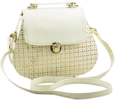 

Voaka Women Casual White PU Sling Bag