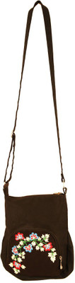 

Bag Factory Girls Casual Black Canvas Sling Bag