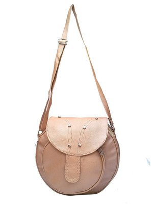 

Rapidcostore Girls Casual Beige Leatherette Sling Bag