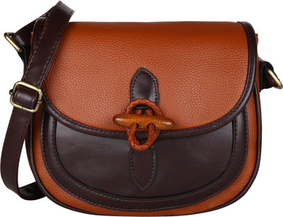 

Lino Perros Women Casual Brown, Tan Leatherette Sling Bag
