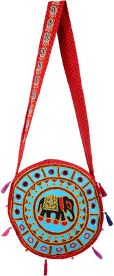 

Rajrang Women Casual Blue, Red Cotton Sling Bag