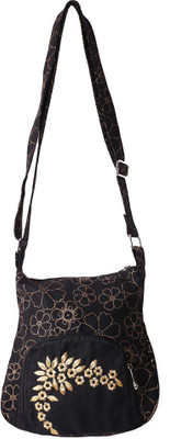 

Bag Factory Girls Casual Black, Gold Canvas Sling Bag